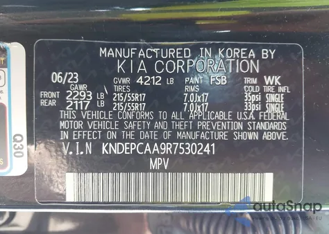 2024 Kia Seltos Lx из США, поврежденный, VIN KNDEPCAA9R7530241